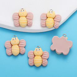 Желтый Подвески из смолы, Пчелы, с платиновым шлейфом, желтые, 24x24 мм, отверстие : 2 мм