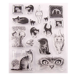 Cat Shape Silicone Stamps, for DIY Scrapbooking, Photo Album Decorative, Cards Making, Stamp Sheets, Cat Pattern, 14x18x0.2cm