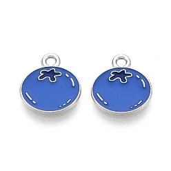 Васильковый Эмалевые подвески из фруктового сплава, черника, платина, васильковый, 13.5x12x1 мм, отверстие : 1.6 мм