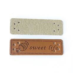 Candy PU Leather Label Tags, Clothing Labels, for DIY Jeans, Bags, Shoes, Hat Accessories, Rectangle, Candy Pattern, 50x16mm