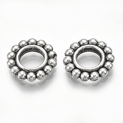 Antique Silver Tibetan Style Alloy Beads, Cadmium Free & Nickel Free & Lead Free, Flat Round, Antique Silver, 10x1.5mm, Hole: 4~5mm, about 10000pcs/5000g