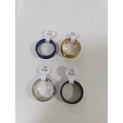Mixed Color Stainless Steel Grooved Finger Ring Settings, Ring Core Blank, for Inlay Ring Jewelry Making, Mixed Color, Size 10, 20mm, 7.5mm, 4pcs/set