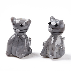 Серый Бусины лэмпворк , форма кошки, серые, 21x14.5x12.5 мм, отверстие : 1.8 мм