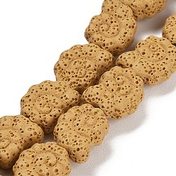 (932FM) Темно-синий аква-матовый с подкладкой Бусы из натуральной лавы, окрашенные, спиральная оболочка, темно-золотистые, 16~17x13x6.5 мм, отверстие : 1.2 мм, около 26 шт / нитка, 16.34~16.54'' (41.5~42 см)