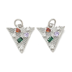 Платина Латунные микро проложить кубического циркония подвески, треугольные, с целью перехода в кольце, долговечный, без кадмия и без свинца, стойки покрытие, платина, 15.5x14.5x3 мм, отверстие : 3.3 мм