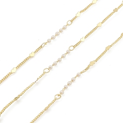 Real 18K Gold Plated Brass Heart & Plastic Pearled Link Chains, Unwelded, Spool, Real 18K Gold Plated, 2x1.2x0.4mm, 2x4x0.1mm, 18.5x2mm