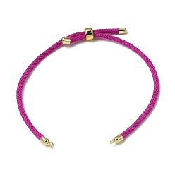 Camellia 3MM Adjustable Round Nylon Braided Cord Bracelet Making, with Golden Brass Findings, Fit for Connector Charms, Camellia, 8.66 inch(22cm), Hole: 1.5mm