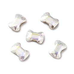 Crystal K9 Glass Rhinestone Cabochons, Flat Back & Back Plated, Faceted, Bowknot, Crystal, 8.5x12x4mm