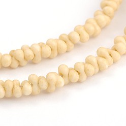 Wheat Frosted Bone Glass Bead Strands, Wheat, 4x2mm, Hole: 1mm; about 260pcs/strand, 16.53~16.92 inch(42~43cm)