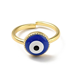 Средно-синий Эмалированное кольцо-манжета сглаза, позолоченные латунные украшения для женщин, без кадмия и без свинца, светло-синий, размер США 7 1/2 (17.7 мм)