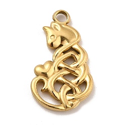 Real 18K Gold Plated Ion Plating(IP) 201 Stainless Steel Pendants, Fox Charms, Real 18K Gold Plated, 23.5x14x2.5mm, Hole: 2.5mm