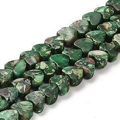 Green Synthetic Regalite/Imperial Jasper/Sea Sediment Jasper Beads Strands, Dyed, Heart, Green, 5x6x3~3.5mm, Hole: 1.2mm, about 81~84pcs/strand, 15.94~16.26 inch(40.5~41.3cm)