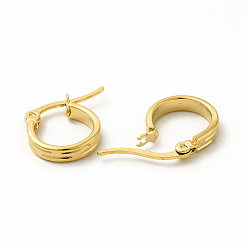 Золотой 201 полосатые серьги-кольца из нержавеющей стали с 304 булавками из нержавеющей стали для женщин, золотые, 14x18x1 мм, штифты : 0.6x1 мм