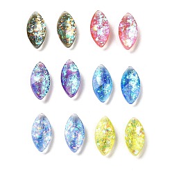 Mixed Color Resin Imitation Opal Cabochons, Single Face Faceted, Horse Eye, Mixed Color, 10x5x3.5mm