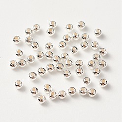 Silver 925 Sterling Silver Beads, Round, Silver, 2.5x2mm, Hole: 1mm