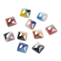 Mixed Color Two Tone Glass Cabochons, Square, Mixed Color, 6~6.5x6~6.5x2mm