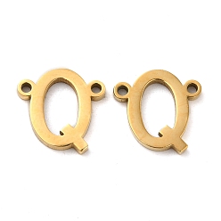 Letter Q Ion Plating(IP) 304 Stainless Steel Connector Charms, Letter, Letter Q, 11x11x1.5mm, Hole: 1.2mm