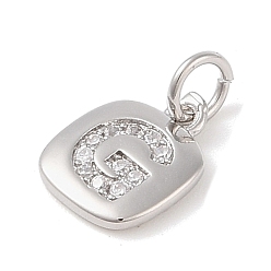 Letter G Покрытие стойки латунь микропаве прозрачные кубические циркониевые подвески, с прыжковых колец, без кадмия и без свинца, долговечный, платина, Буква G, 11.5x9x1.5 мм, отверстие : 2.8 мм