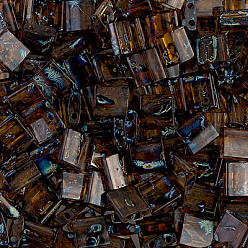 (HTL4502) Transparent Dark Topaz Picasso MIYUKI Half TILA Beads, Japanese Seed Beads, 2 Hole, (HTL4502) Transparent Dark Topaz Picasso, 5x2.3x1.9mm, Hole: 0.8mm, about 12500pcs/500g