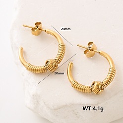 Золотой Серьги-гвоздики из нержавеющей стали в форме буквы С с узлом, золотые, 20x20 мм