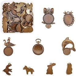 Antique Bronze Olycraft Alloy Pendant Cabochon Settings, Animal, Antique Bronze, 7.4x7.3x2.5cm, 36pcs/box