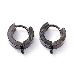 Electrophoresis Black 304 Stainless Steel Huggie Hoop Earrings Findings, with Vertical Loop, Ring, Electrophoresis Black, 12x11x4mm, Hole: 1.8mm, Pin: 1mm