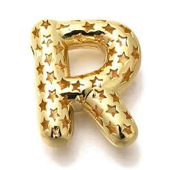 Letter R Полые медные подвески, стойки покрытие, долговечный, без кадмия и без свинца, письмо амулеты, Буква R, 22.5x19x7.5 мм, отверстие : 4.7x3 мм
