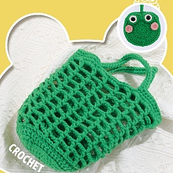 Medium Sea Green DIY Crochet Bag Kits, including Polyester Yarn, Medium Sea Green, Package Size: 235x185x85mm