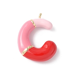 Letter C Латунь эмаль подвески, долговечный, без кадмия и без свинца, реальный 18 k позолоченный, буквенное очарование, буква С, 21~25x6~25x4~7 мм, отверстие : 1.6~2 мм