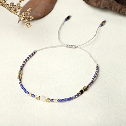 BR0409 Bohemian Style Handmade Braided Friendship Bracelet with Semi-Precious Beads for Women