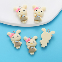 Champagne Gold Подвески из смолы, кролик, с платиновым шлейфом, шампанское золото, 26.5x19.5 мм