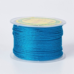 Dodger Blue Round Polyester Cords, Milan Cords/Twisted Cords, Dodger Blue, 1.5~2mm, 50yards/roll(150 feet/roll)
