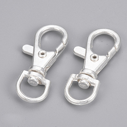 Silver Alloy Swivel Lobster Claw Clasps, Swivel Snap Hooks, Silver Color Plated, 39.5x17x6.5mm, Hole: 6x9mm
