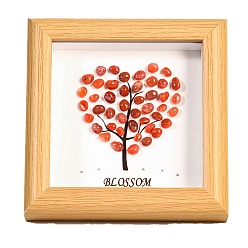 Carnelian Natural Carnelian Square with Heart Tree Photo Frame Stands, Home Display Decorations, 120x120mm