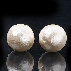 Floral White Compressed Cotton Pearl Beads, Eco-Friendly, Dyed, Round, Floral White, 16~16.5mm, Hole: 1.5mm