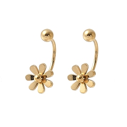 Oro 304 de acero inoxidable aretes, Margarita, dorado, 15x7 mm