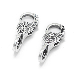 Antique Silver Thailand 925 Sterling Silver Lobster Claw Clasps, Bat, Antique Silver, 23.5x10x8mm, Hole: 5mm and 6mm