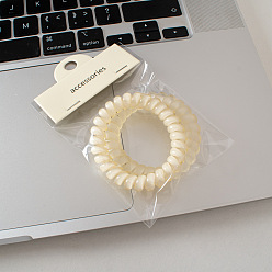 3# Yellow Series - Pack of 2 Jelly-colored telephone wire hair tie for summer, matte texture, traceless elastic band.