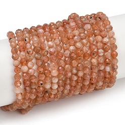 Солнечный Камень Бусы из натурального золота, граненые, круглые, 4 мм, отверстие : 0.7 мм, около 95 шт / нитка, 14.96'' (38 см)