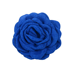 Blue Satin Fabric Handmade 3D Camerlia Flower, DIY Ornament Accessories for Shoes Hats Clothes, Blue, 80mm