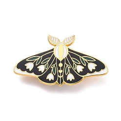 White Butterfly with Flower Enamel Pin, Exquisite Alloy Enamel Brooch for Backpack Clothes, Golden, White, 25x45x8.5mm, Pin: 0.7mm