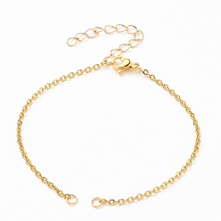 Golden 304 Stainless Steel Cable Chain Bracelet Making, with Lobster Claw Clasps and Extension Chain, Golden, 7-1/8 inch(18cm)