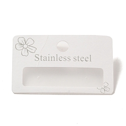 White Paper & Plastic Single Earring Display Card with Word Stainless Steel, Used For Earrings, Rectangle, White, 3.15x5x0.9cm