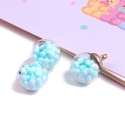 Голубой Стеклянные подвески, с пенопластовым шариком, круглые, голубой, 16 мм