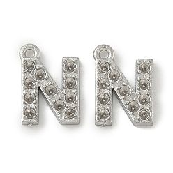 Letter N 304 Настройки горный хрусталь из нержавеющей стали кулон, цвет нержавеющей стали, Письмо N, пригодный для стразов 1 мм, 8x5.5x1 мм, отверстие : 0.7 мм