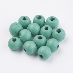 Dark Cyan Natural Wood Beads, Dyed, Round, Dark Cyan, 8x7mm, Hole: 2~3mm, about 2770pcs/500g