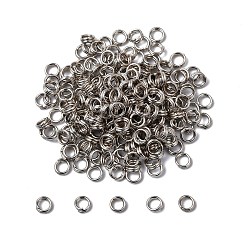 Platinum Iron Split Rings, Double Loops Jump Rings, Cadmium Free & Lead Free, Platinum, 4x1.4mm, about 3.3mm inner diameter, about 20000pcs/1000g