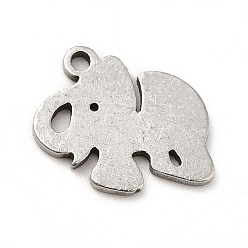 Stainless Steel Color 201 Stainless Steel Pendants, Elephant Charms, Stainless Steel Color, 10.5x12x1mm, Hole: 1.2mm