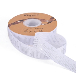White 45M Silver Stamping Star Polyester Grosgrain Ribbons, Costume Accessories, White, 1 inch(25mm), about 49.21 Yards(45m)/Roll