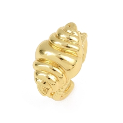 Другие Латунные кольца-манжеты для женщин, без кадмия и без свинца, стойки покрытие, долговечный, реальный 18 k позолоченный, форма раковины, 14.5x23 мм, внутренний диаметр: регулируемый